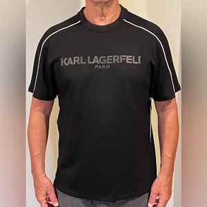 Karl Lagerfeld Paris - Logo Raglan Short Sleeve Knit Shirt - Men’s L / N…